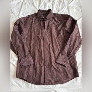 Jhane Barnes Maroon Striped Shirt